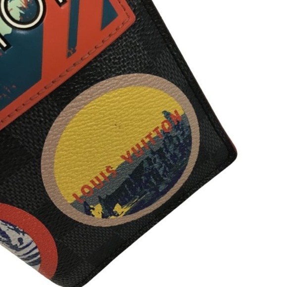 Louis Vuitton Multi Damier Graphite Brazza Alps Sticker Wallet Black Multicolor - Picture 4 of 16